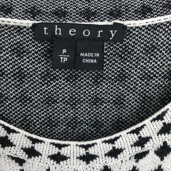 Theory Breeta D Geometric Cropped Sleeveless Sweater Shell XS/P Black White - Picture 4 of 5